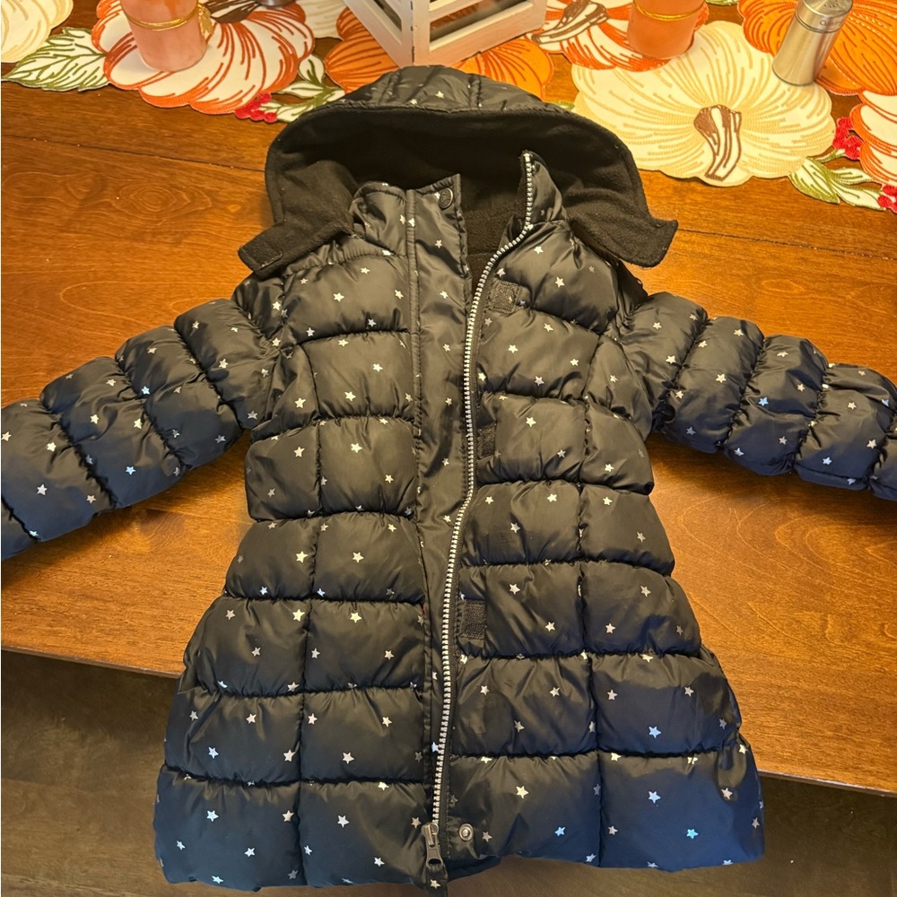 Girls Star Patterned Puffer Jacket